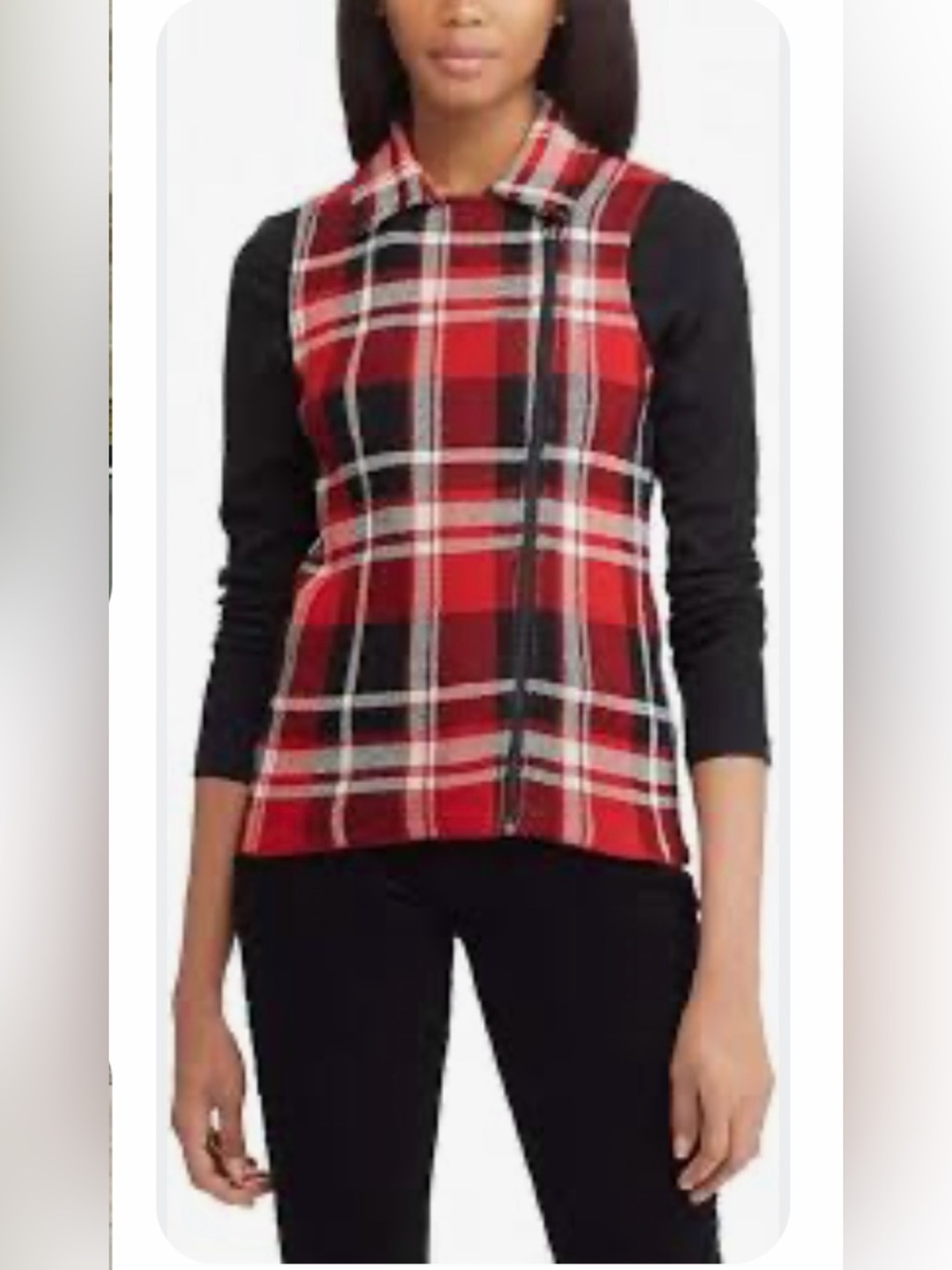 (NWT) Chaps Red and Black Patterned Knit Top Size M 100% Cotton